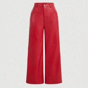 NWOT RED SOLID WIDE -LEG TROUSER